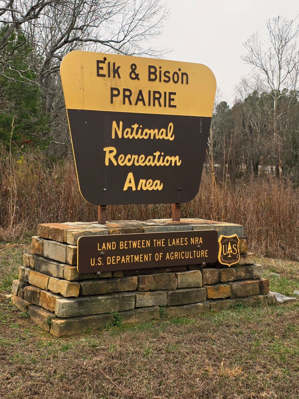 Sign for Elk & Bison Prairie National Recreation Area.